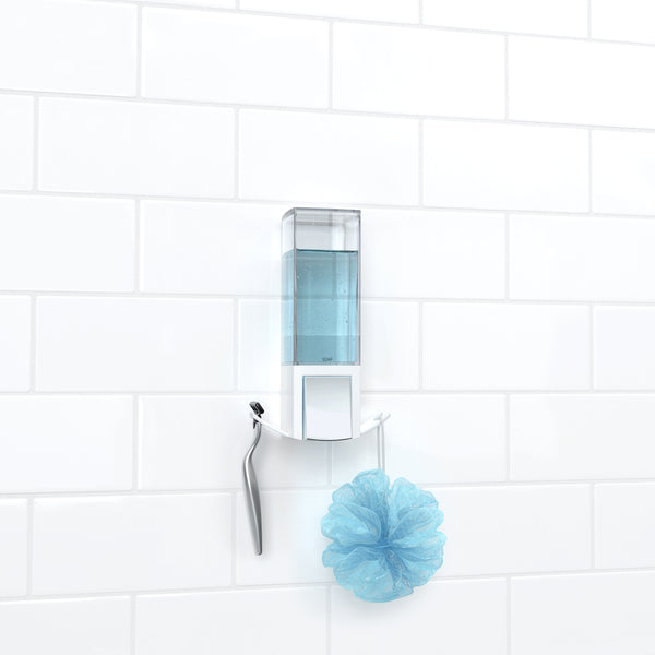 CLEVER Double Shower Dispenser + Shower Shelf  Liquid Soap Dispenser -  Wall Mount Soap Dispenser, Bathroom Accessories – Better Living Products USA