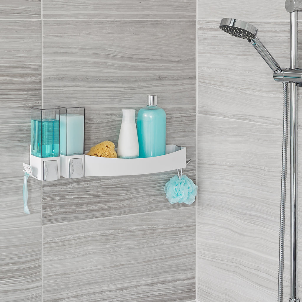 CLEVER Double Shower Dispenser + Shower Shelf | Liquid Soap Dispenser ...