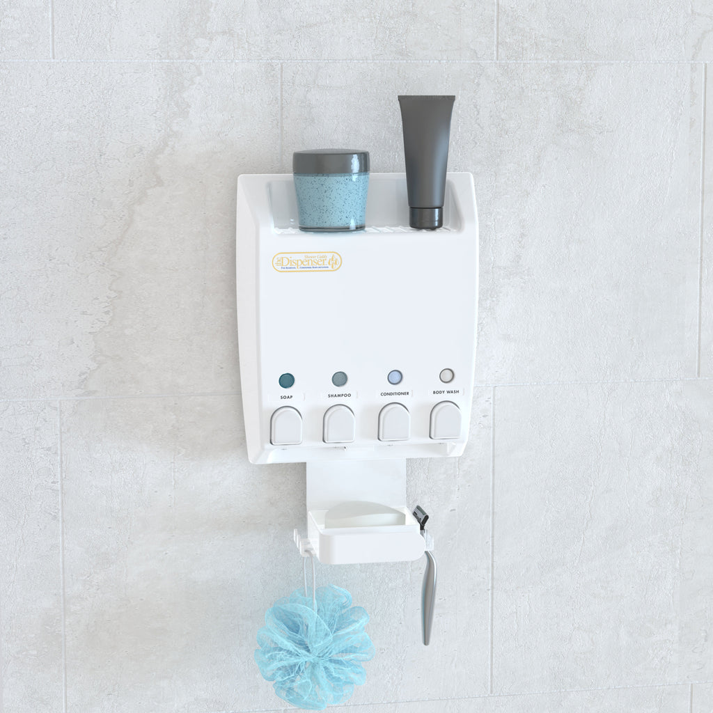 ULTIMATE Shower Dispenser 4 Chamber Caddy Liquid Soap Dispenser