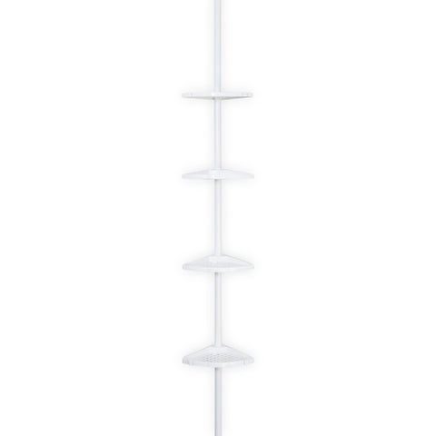 Corner Shower Caddy Tension Pole, Bathroom Organizer Stand Pole with 4  Plastic B